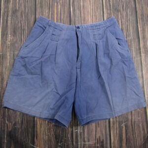 JL Plum Pleated Shorts Women 14 Blue Vintage 100% Cotton High Rise Casual